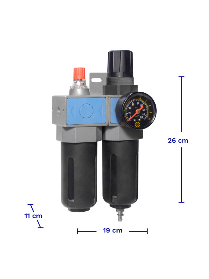 FILTRO REGULADOR LUBRICADOR SCHULZ 1/4" DIMENSIONES