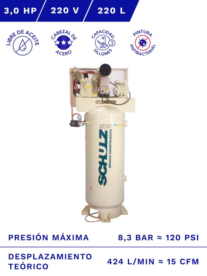 COMPRESOR DENTAL CSV-15/220 VERTICAL FRENTE