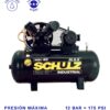 COMPRESOR DE AIRE SCHULZ MSV-40MAX 10HP 350L 12BAR 40CFM FRENTE