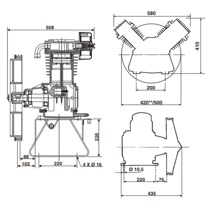 CABEZAL COMPRESOR SCHULZ MSV-40MAX 13BAR 40CFM - Imagen 2