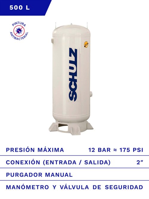 ESTANQUE ODONTOLÓGICO VERTICAL SCHULZ 500L 12BAR CERTIFICADO FRENTE