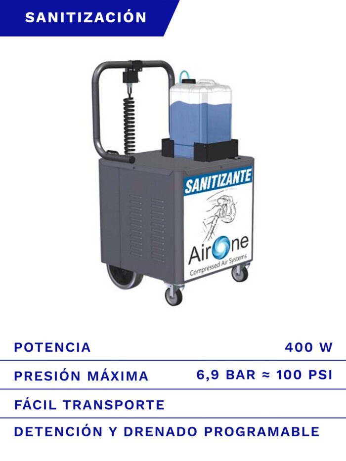 SANITIZADOR NEBULIZADOR EN CARRO CON COMPRESOR AIRONE 400W 220V FRENTE