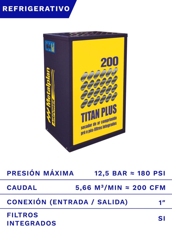 SECADOR DE AIRE REFRIGERATIVO METALPLAN TITAN-200 12.5BAR 200CFM frente