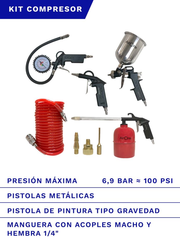 Set Metabo LPZ 4 - Pistola De Aire Comprimido E Inflador Con Accesorios Para Compresor (4 Piezas