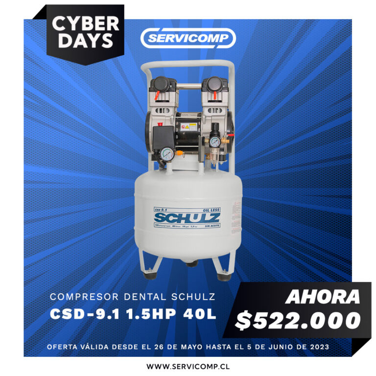 COMPRESOR DENTAL SCHULZ CSD-9.1 1.5HP 40L 8BAR 9CFM-OFERTA
