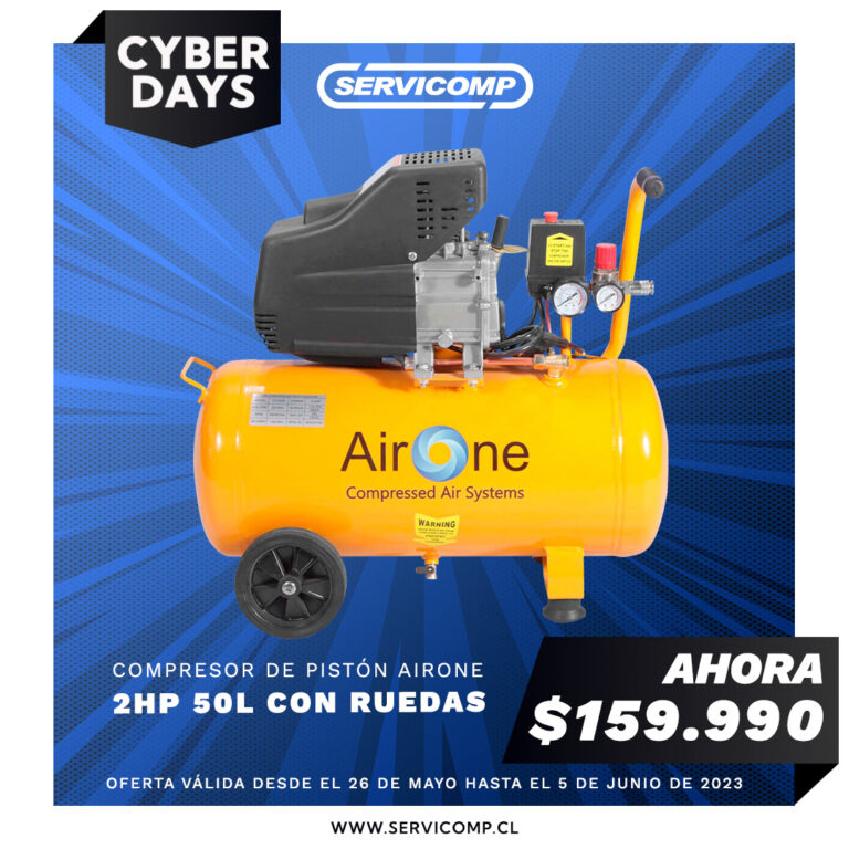 COMPRESOR DE AIRE AIRONE 2HP 50L 8BAR 8.2CFM-OFERTA
