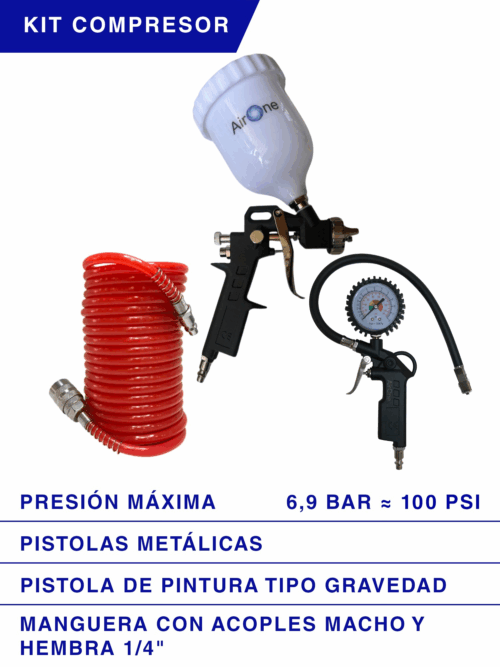 KIT ACCESORIOS PARA COMPRESOR 3 PZS AIRONE GRAVEDAD