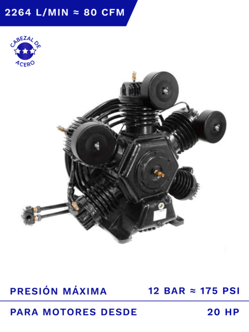 CABEZAL COMPRESOR MSWV 80 MAX 2 POLOS 2 ETAPAS
