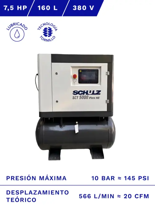 COMPRESOR TORNILLO SCHULZ SCT 5008 FLEX HE 7.5HP