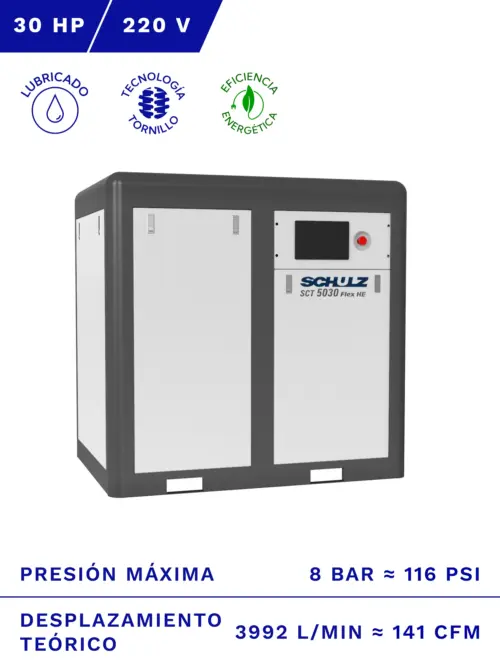 COMPRESOR DE TORNILLO SCHULZ SCT 5030 FLEX 30HP HE