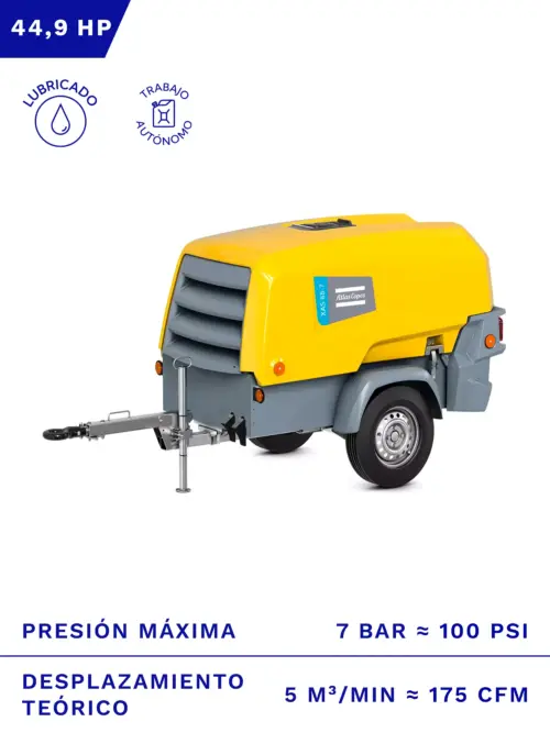 COMPRESOR PORTATIL DIESEL ATLAS COPCO XAS 88 7BAR 175CFM